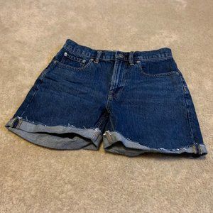 Everlane Darker Wash 100% Cotton Cut Off Shorts Raw Hem Size 27